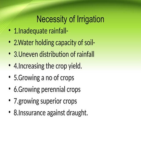 Necessity of Irrigation in Civil Engineering
