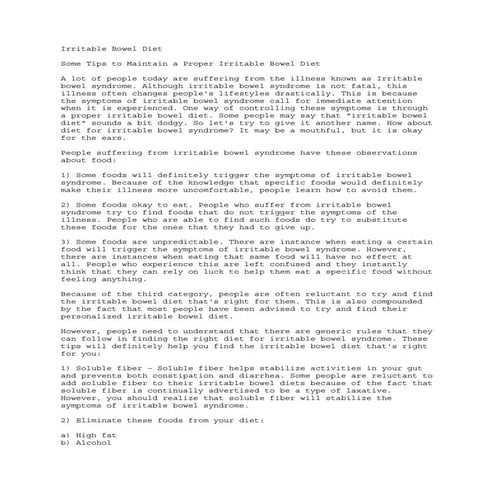 Irritable  Bowel  Diet