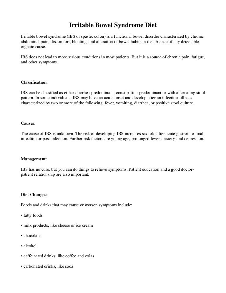 Irritable bowel syndrome diet