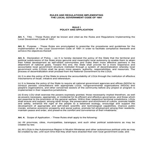 Implementing Rules of the Local Government Code of the Philippines
