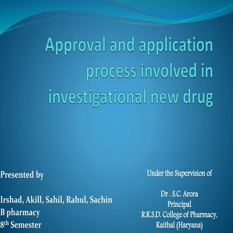 Approval and Application Process involved in Investigational New Drug (IND)