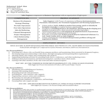 Irshad Alam - Sales Engineer Saudi Arabia