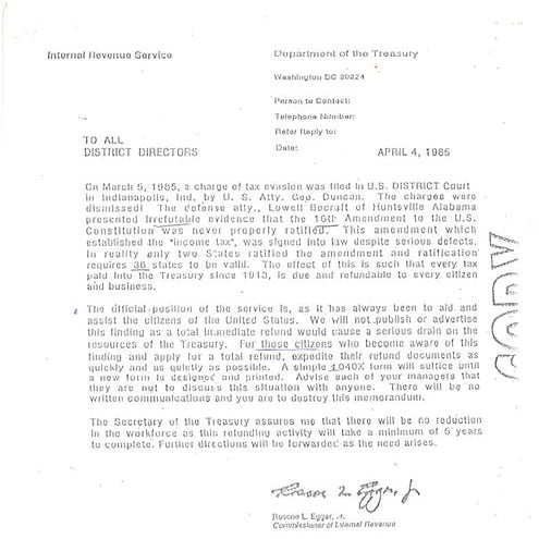 1985 IRS LETTER