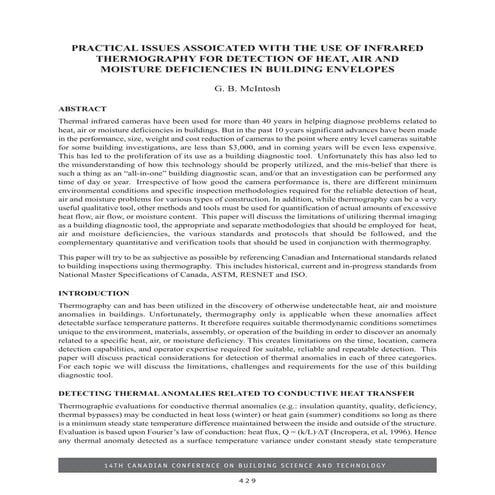 PRACTICAL ISSUES ASSOICATED WITH THE USE OF INFRARED THERMOGRAPHY FOR ...