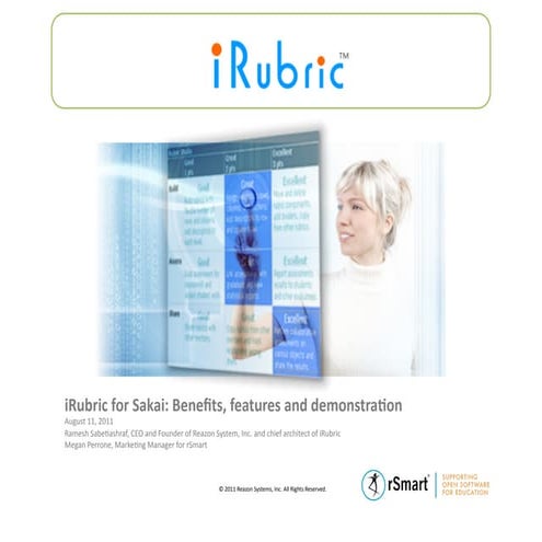 iRubric for Sakai: Benefits, features and demonstration