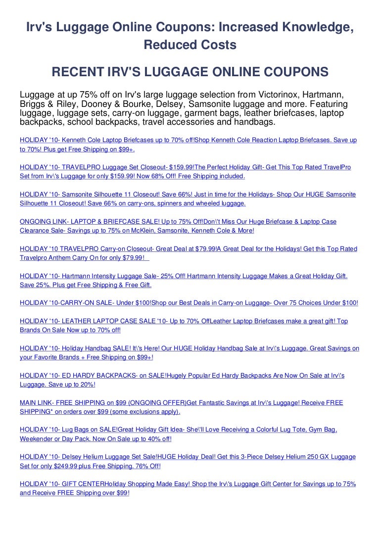 luggage online coupons