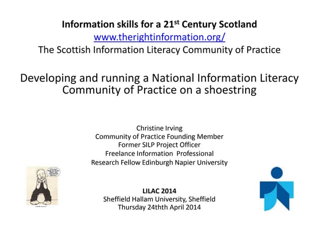Developing and running a National Information Literacy Community of Practice ...