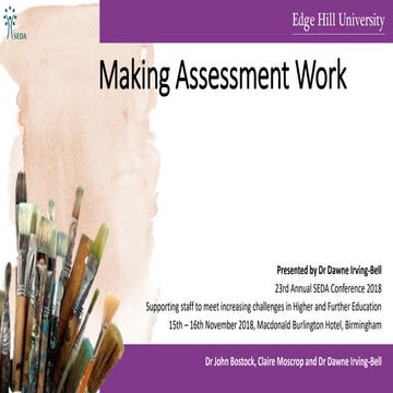 Making Assessment Work