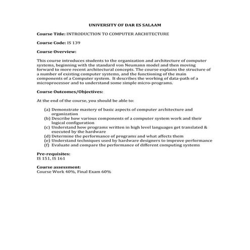 IS 139 Course Outline - 2015