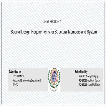 Special Design requirements for structural members and system