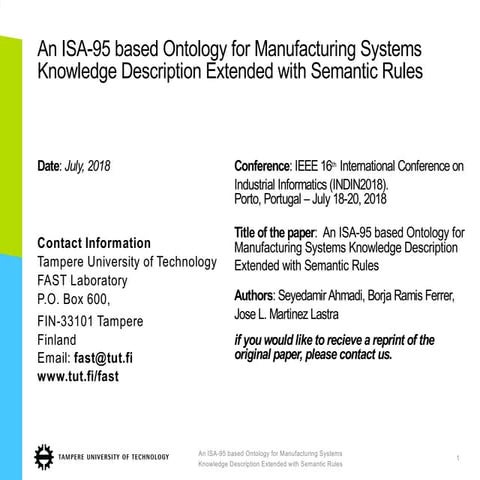 An ISA-95 based Ontology for Manufacturing Systems  Knowledge Description Ext...