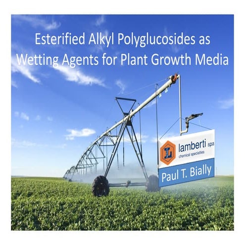 Esterified Alkyl Polyglucosides as Wetting Agents for Plant Growth Media