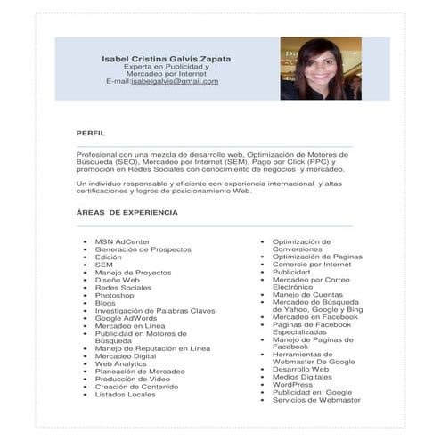 HOJA DE VIDA ISABEL GALVIS