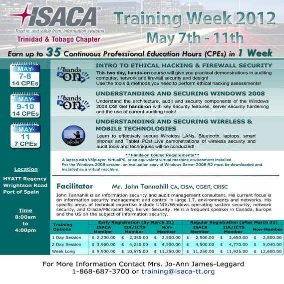 ISACA T&T Training Week 2012 TT Flyer PDF