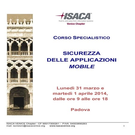 Isaca venice - corso sicurezza app mobile 2014marzo