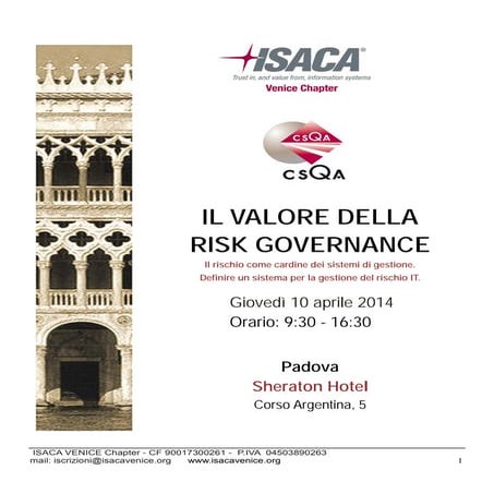Isaca venice - IT Risk governance - 20140410