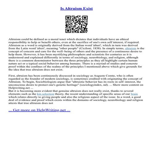 Is Altruism Exist