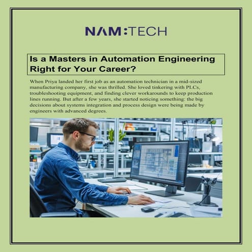 Is a Masters in Automation Engineering Right for Your Career?