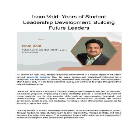Isam Vaid_ Years of Student Leadership Development_ Building Future ...