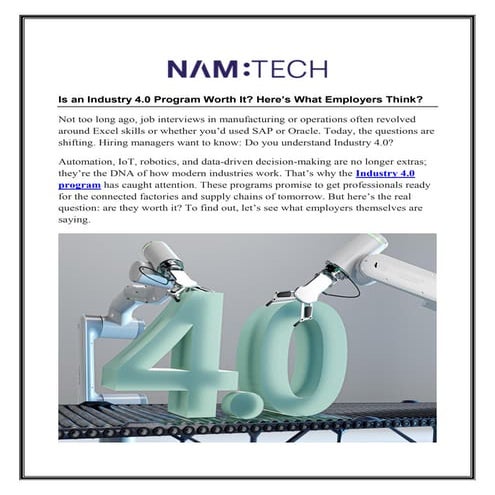 Is an Industry 4.0 Program Worth It? Here’s What Employers Think?
