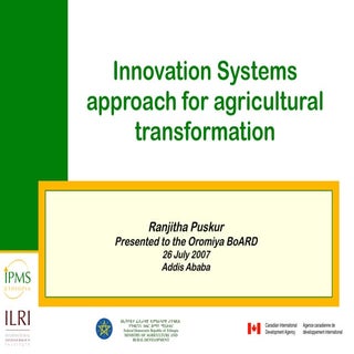 Innovation systems approach for agr...