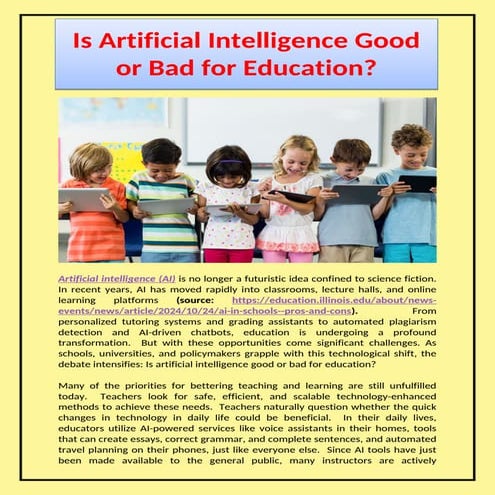 Is Artificial Intelligence Good or Bad for Education