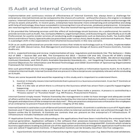 IS Audits and Internal Controls