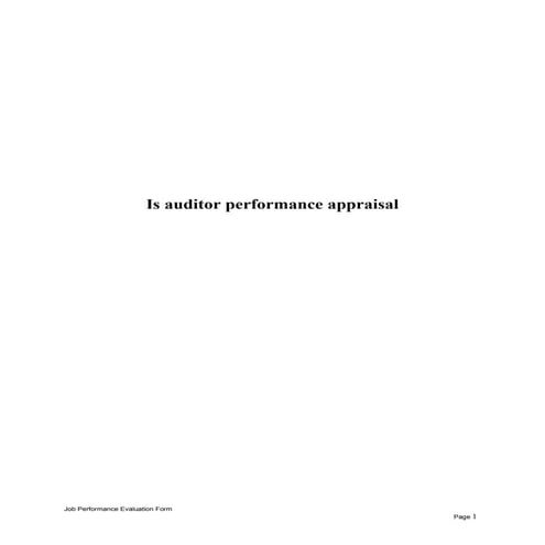 Is auditor performance appraisal