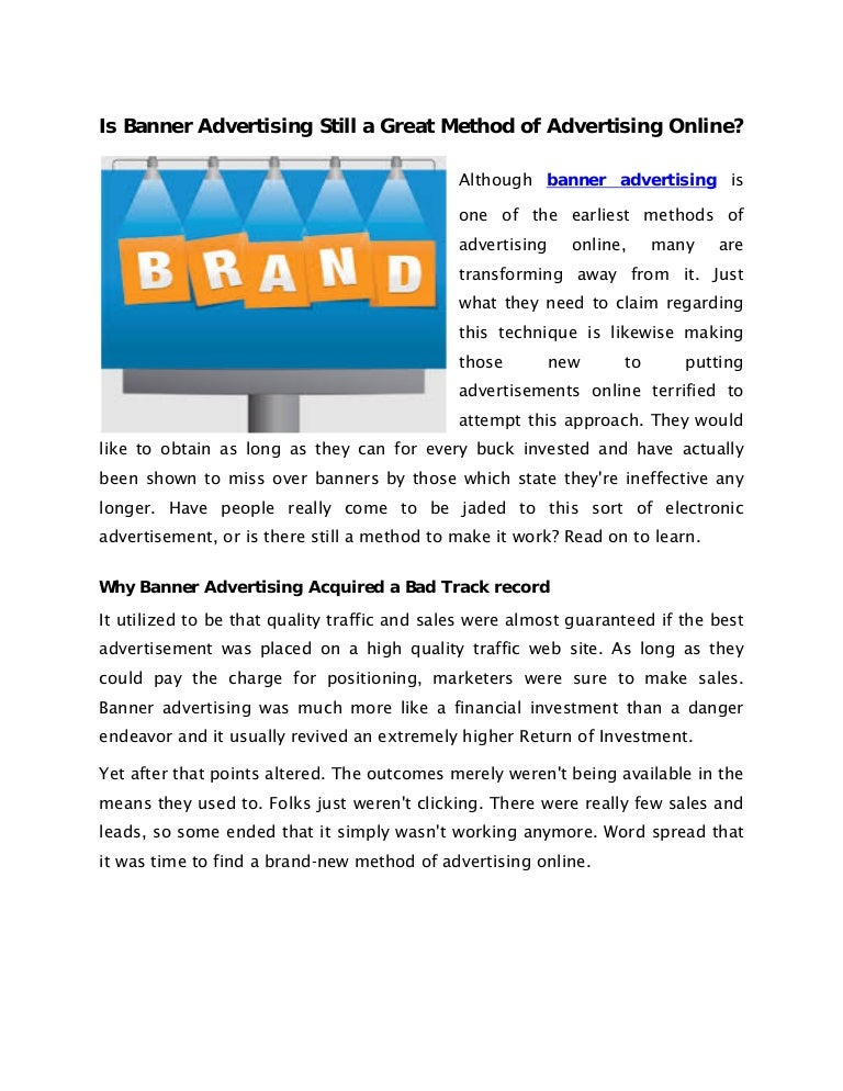 Is Banner Advertising Still A Great Method Of Advertising Online