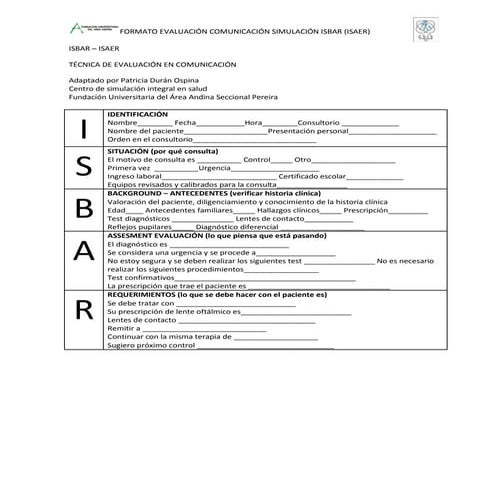 Isbar optometria ejemplo