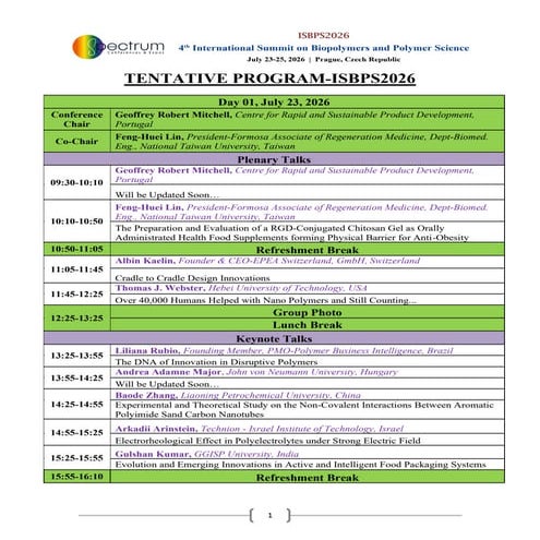 Tentative Program-4Th Polymers Event2026 | PDF