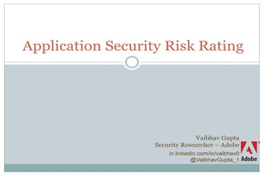 Application Security Risk Rating