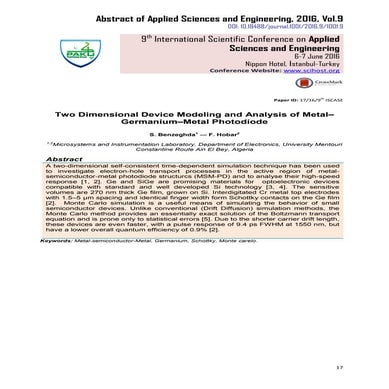 Two Dimensional Device Modeling and Analysis of Metal–Germanium–Metal Photodiode