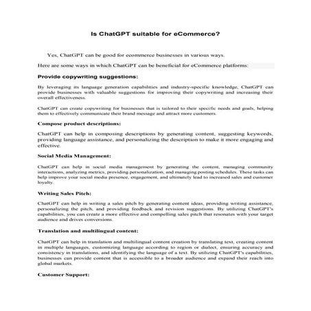 Is ChatGPT suitable for eCommerce