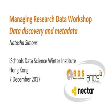 Ischools workshop - 4 - data discovery