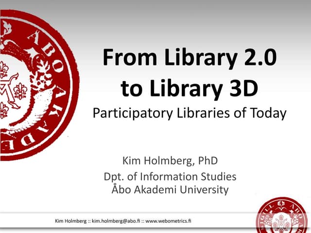 From Library 2.0 to Library 3D