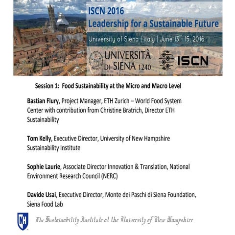 ISCN 2016: Session 1:  Food Sustainability at the Micro and Macro Level