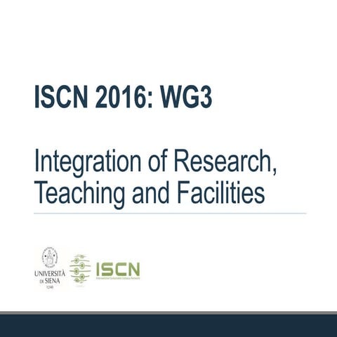 ISCN 2016: Working Group 3: Integration of Research, Teaching and Facilities