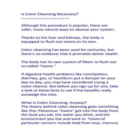 Is colon cleansing necessary