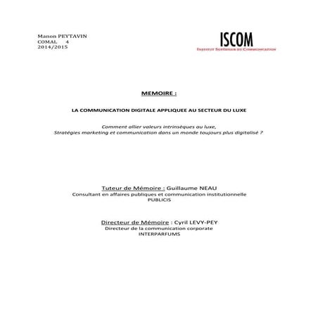 Mémoire de fin d'étude - ISCOM 