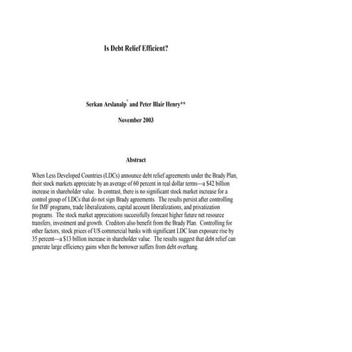 Is debt relief efficient