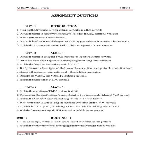 Ise viii-ad-hoc  networks [10 is841]-assignment