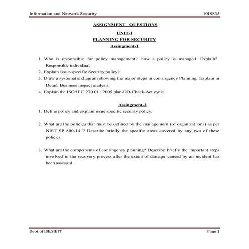 Ise viii-information and network  security [10 is835]-assignment