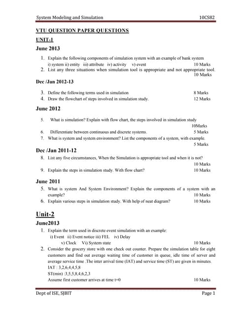 Ise viii-system modeling and simulation [10 cs82]-question paper