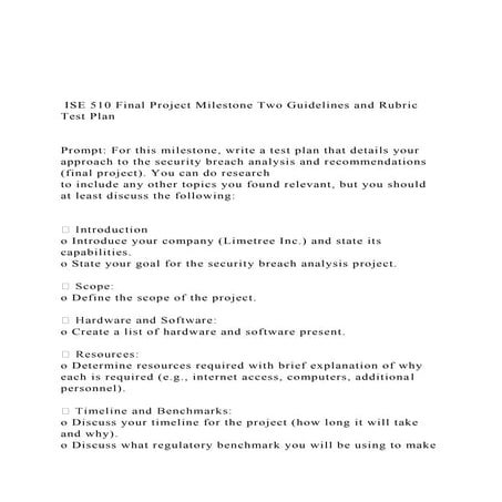 ISE 510 Final Project Milestone Two Guidelines and Rubric .docx