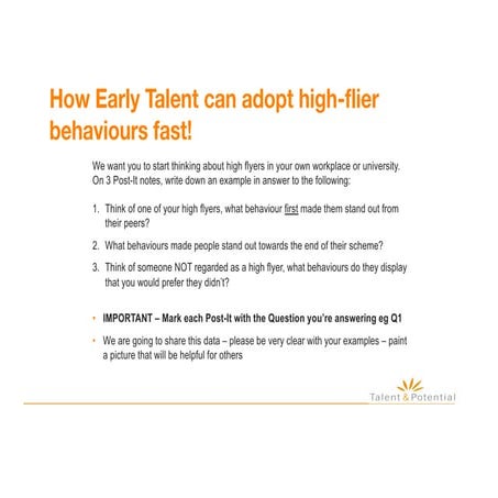 How early talent can adopt high-flier behaviours fast
