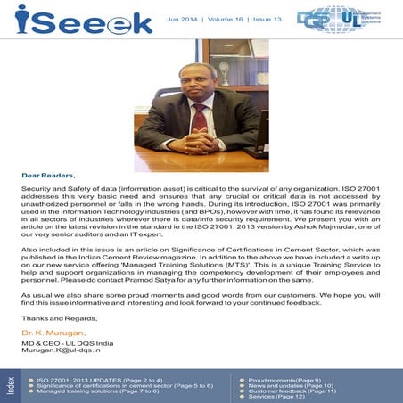 UL DQS India News Letter - iSeeek jun_2014