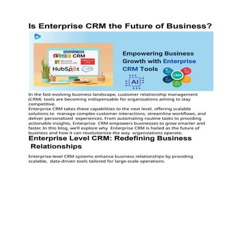 Why Your Business Needs Enterprise CRM Solutions