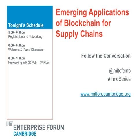 Emerging Applications of Blockchain for Supply Chains