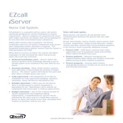 I server nurse call sales doc
